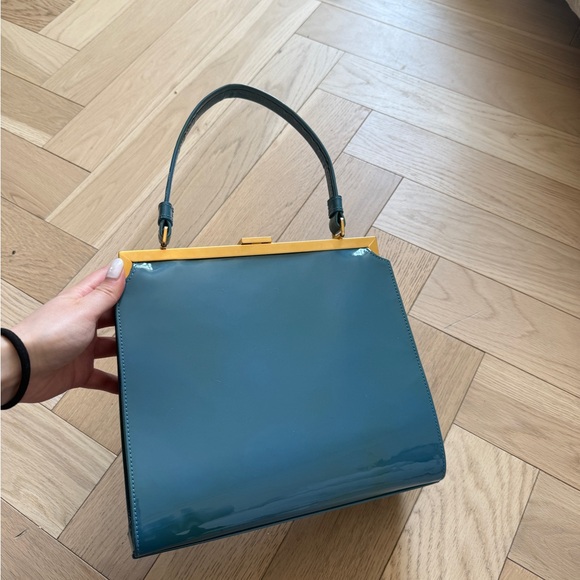 Mansur Gavriel Blue Handbag with Gold Accents - Picture 2 of 8